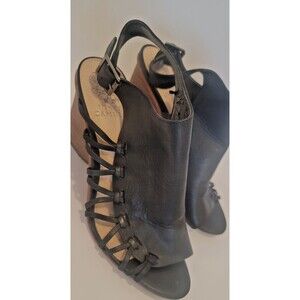 Vince Camuto Ankara Leather Slingback Block Heel Sandal Black Size 8M